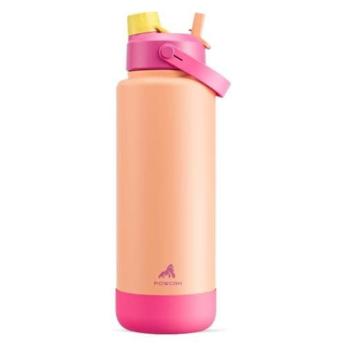 Cotton Candy 64 oz Insulated Stainless Steel Water Bottle, Cold 24H, Leak-Proof, Straws Included — Sunset Luau
