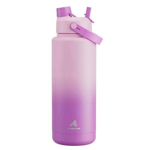 Cotton Candy 64 oz Insulated Stainless Steel Water Bottle, Cold 24H, Leak-Proof, Straws Included — Macaron