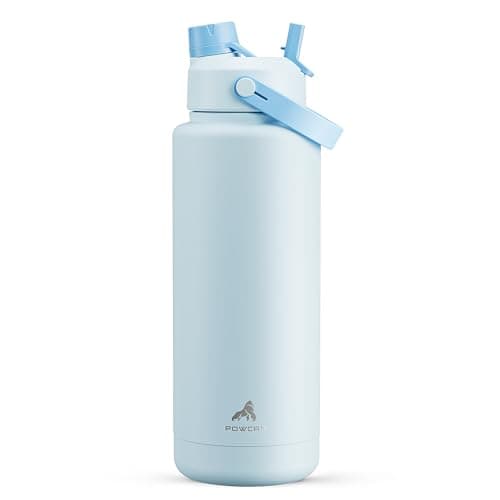 Cotton Candy 64 oz Insulated Stainless Steel Water Bottle, Cold 24H, Leak-Proof, Straws Included — Sea Breeze