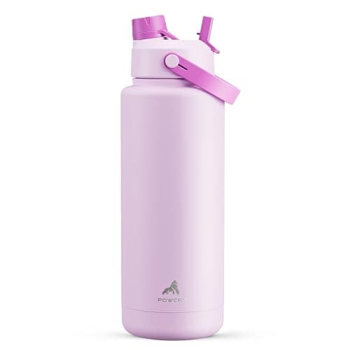 Cotton Candy 64 oz Insulated Stainless Steel Water Bottle, Cold 24H, Leak-Proof, Straws Included — Misty Lilac