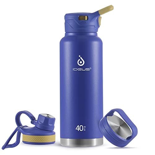 Ideus Insulated Stainless Steel Water Bottle, 64oz Gray for Hiking and Biking — Purple