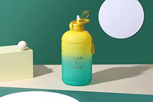 INSPO Gallon Water Bottle with Time Marker & Straw, BPA-Free & Leakproof