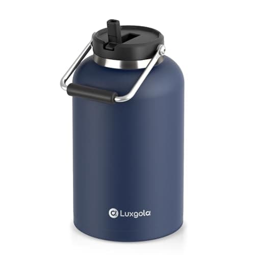 128 oz Insulated Stainless Steel Water Bottle - Sweat Proof, Great for Travel, Hiking & Camping - Black — Dark Blue-1
