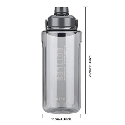 Grey BPA Free 64oz Leak Proof Water Bottle with Strainer for Gym and Outdoor Sports