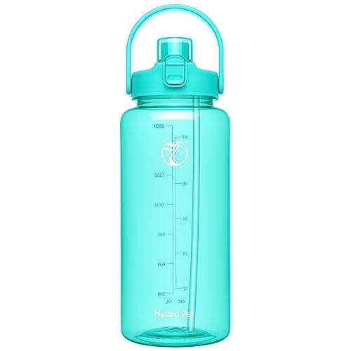 Motivational Half Gallon Water Bottles with 2 Straws and Time Marker — Turquoise