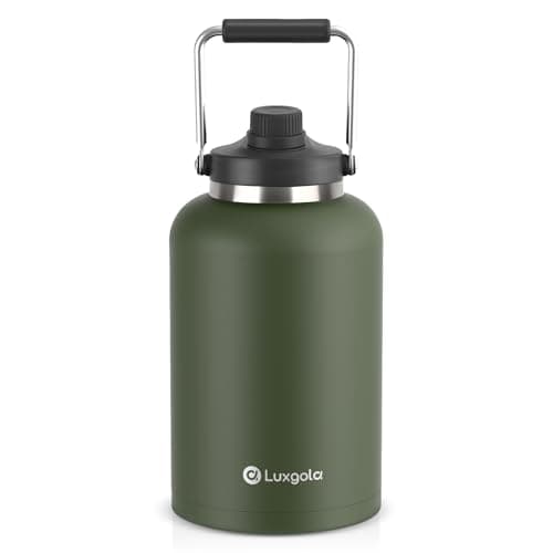 128 oz Insulated Stainless Steel Water Bottle - Sweat Proof, Great for Travel, Hiking & Camping - Black — Olive Green