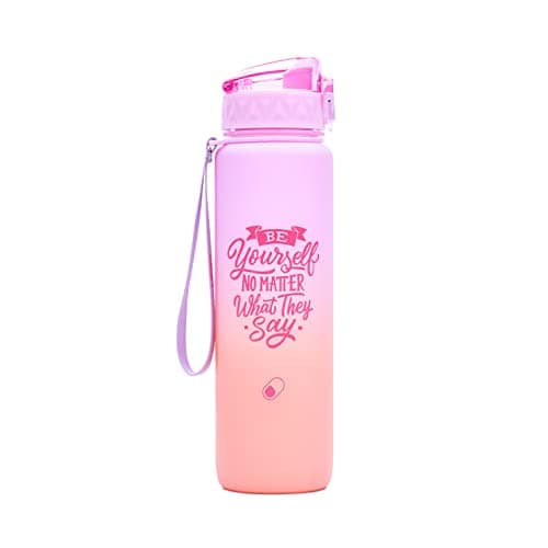 INSPO Gallon Water Bottle with Time Marker & Straw, Lotus Blossom — Spring Warmth
