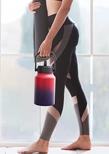 Thermal Insulated Water Bottle, 64oz Black, Stainless Steeljug with Straw