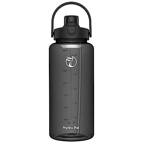 Motivational Half Gallon Water Bottles with 2 Straws and Time Marker — Obsidian Black