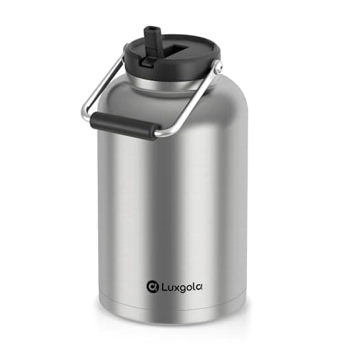 128 oz Insulated Stainless Steel Water Bottle - Sweat Proof, Great for Travel, Hiking & Camping - Black — Stainless Steel-1