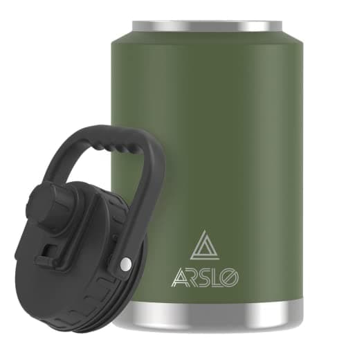 One Gallon Insulated Stainless Steel Water Jug with Handle — Military Green