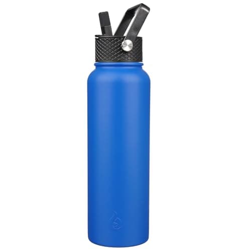 BJPKPK Insulated 64oz Water Bottles with Straw Lid & Paracord Handle, Thermos for Hot & Cold Liquid, Navy Blue — New-Sapphire