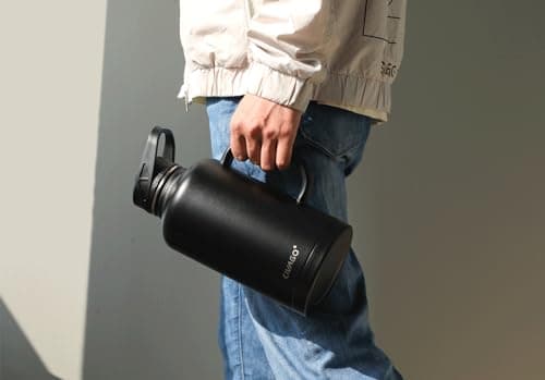 CIVAGO 64 oz Insulated Water Bottle with Straw & Handle, Black
