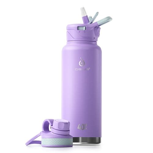 Ideus Insulated Stainless Steel Water Bottle, 64oz Gray for Hiking and Biking — Violet