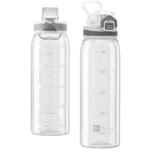 30oz Durable Time Marker Water Bottle for Gym Workouts and Travel — Clear