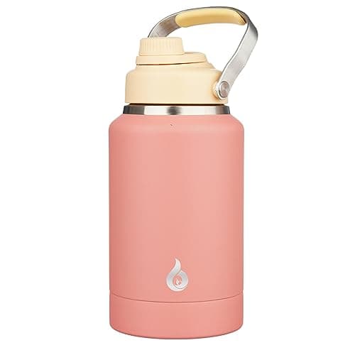 BJPKPK Insulated 1 Gallon Water Bottle, 128oz BPA Free Jug with Metal Handle & Lid, Stainless Steel Thermos for Gym, Spo — Pink