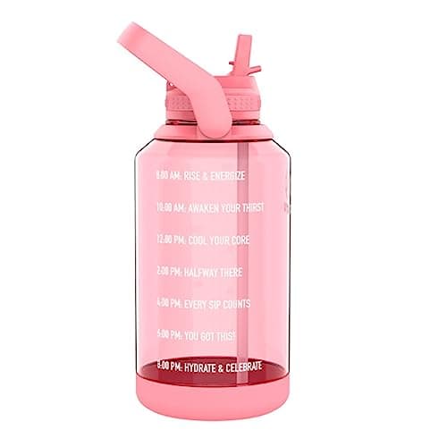 Takeya Flutter Pink 64oz Tritan Bottle with Straws and Handle