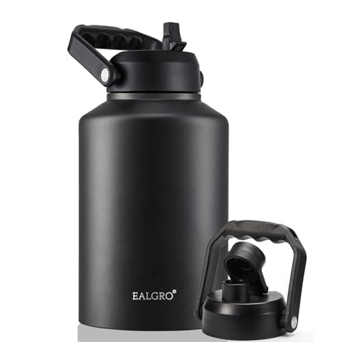 Thermal Insulated Water Bottle, 64oz Black, Stainless Steeljug with Straw — Modern Black