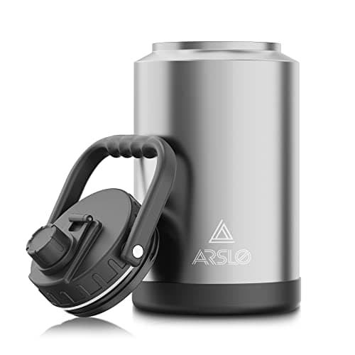 One Gallon Insulated Stainless Steel Water Jug with Handle — Silver