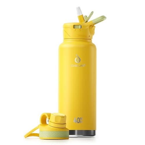 Ideus Insulated Stainless Steel Water Bottle, 64oz Gray for Hiking and Biking — Bright Yellow