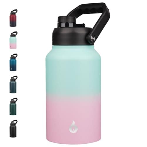 BJPKPK One Gallon Insulated Water Bottle, Stainless Steel Thermos, BPA Free, Ergonomic Handle, Anti-Slip Bottom, Black — Marshmallow