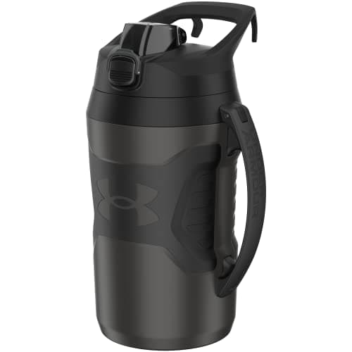 Under Armour Insulated Half Gallon Water Bottle, 64oz Leak Resistant Jug with Handle — Jet Grey/Black