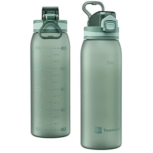 30oz Durable Time Marker Water Bottle for Gym Workouts and Travel — Midnight Green