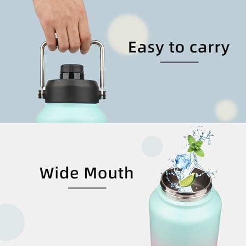 128 oz Insulated Stainless Steel Water Bottle with Handle and Pouch,Gum