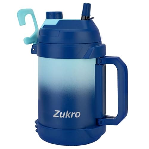 Zukro 1 Gallon Insulated Metal Water Jug with Straw, No Sweat, Stainless Steel Cold Keeper, Black — Bluewave