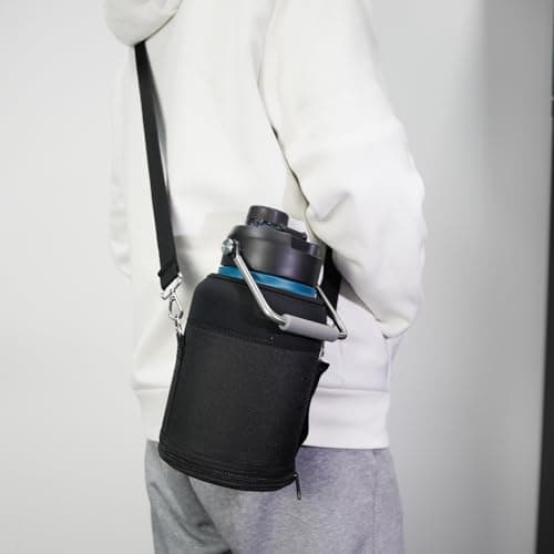 128 oz Insulated Blue Double Wall Stainless Steel Water Bottle with Handle & Pouch