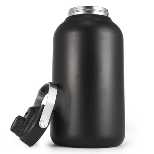 128oz Insulated Stainless Steel Water Bottle, BPA-Free, Black Handle for Sports & Travel