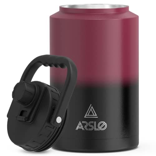One Gallon Insulated Stainless Steel Water Jug with Handle — Gradient Red And Black