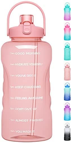 1 Gallon Water Bottle with Straw and Times to Drink Motivational, BPA Free Gym Bottle — Cherry Blossom