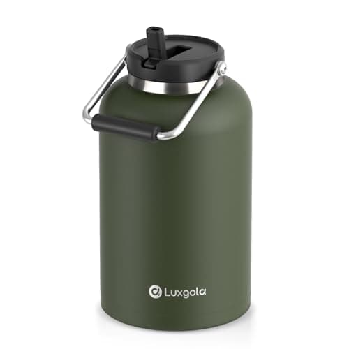 128 oz Insulated Stainless Steel Water Bottle - Sweat Proof, Great for Travel, Hiking & Camping - Black — Olive Green-1