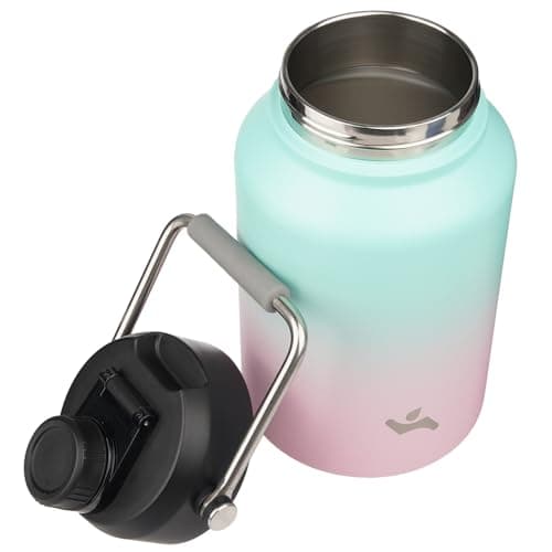 128 oz Insulated Stainless Steel Water Bottle with Handle and Pouch,Gum