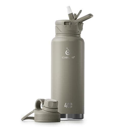 Ideus Insulated Stainless Steel Water Bottle, 64oz Gray for Hiking and Biking — Celadon