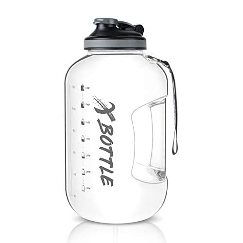 BPA Free 1 Gallon Chug Lid Water Bottle with Motivational Marker and Handle (128oz) — Clear