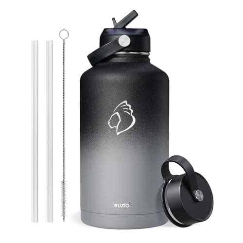 Buzio 1 Gallon Stainless Steel Water Jug, Black Keep Cold 48H & Hot 24H — Shadow
