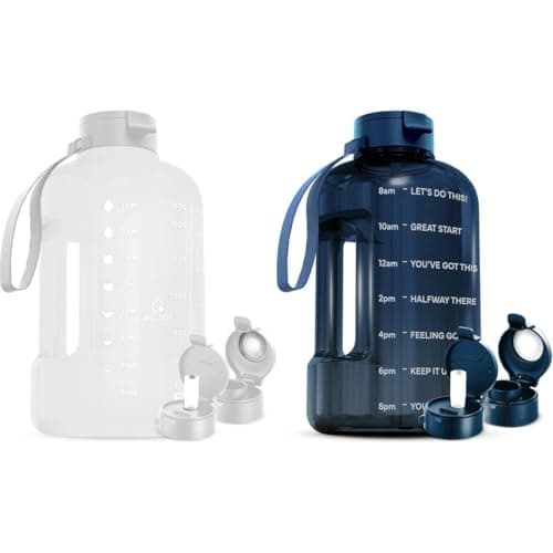 AQUAFIT 2-Pack 1 Gallon Water Bottle with Straw & Time Marker