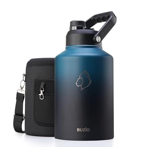 Buzio 128oz Insulated Water Bottle with Straw Lid & 2 Beer Cups, Black — Indigo Crush-2