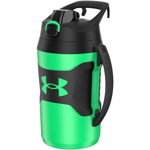 Under Armour Insulated Half Gallon Water Bottle, 64oz Leak Resistant Jug with Handle — Vapor Green/Black