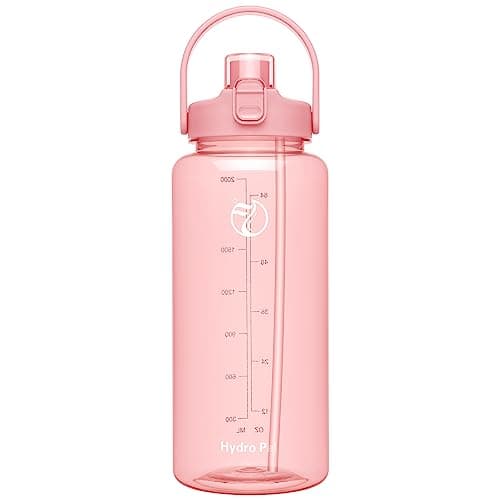 Motivational Half Gallon Water Bottles with 2 Straws and Time Marker — Cherry Blossom