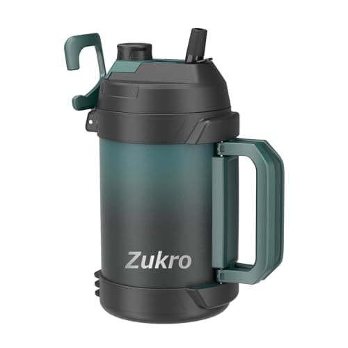 Zukro 1 Gallon Insulated Metal Water Jug with Straw, No Sweat, Stainless Steel Cold Keeper, Black — Gradient Cyan