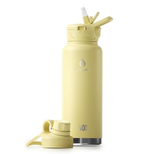Ideus Insulated Stainless Steel Water Bottle, 64oz Gray for Hiking and Biking — Light Yellow