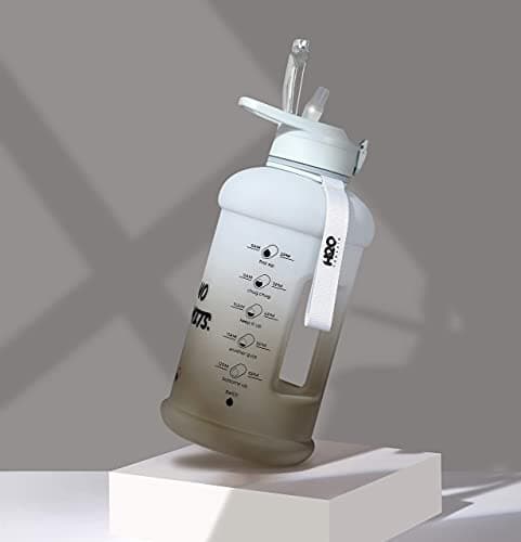 INSPO Half Gallon Water Bottle with Time Marker & Straw, BPA-Free Rocky Shore
