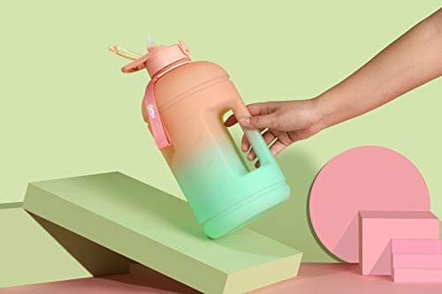 INSPO Gallon Water Bottle with Time Marker & Straw, Lotus Blossom