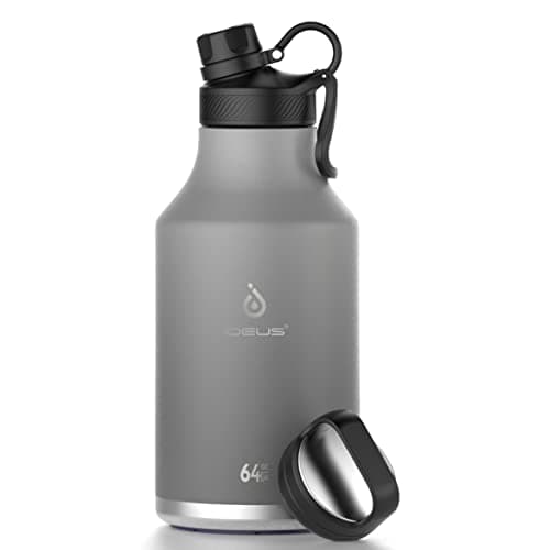 Ideus Insulated Stainless Steel Water Bottle, 64oz Gray for Hiking and Biking