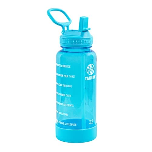 Takeya Flutter Pink 64oz Tritan Bottle with Straws and Handle — Breezy Blue