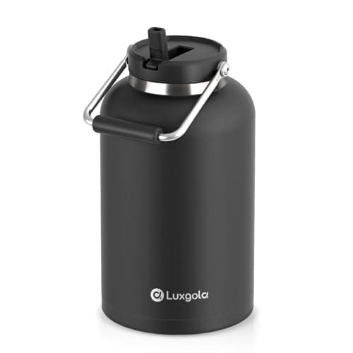 128 oz Insulated Stainless Steel Water Bottle - Sweat Proof, Great for Travel, Hiking & Camping - Black — Black-1