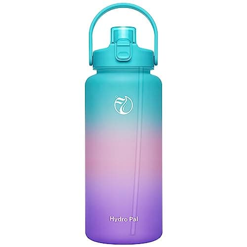 Motivational Half Gallon Water Bottles with 2 Straws and Time Marker — Summer Bouquet